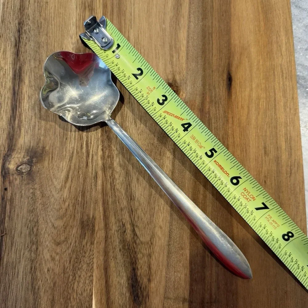 Vintage Brass? Silver‎ Plate? Flower Shaped Spoon Tea Spoon Scalloped Glossy